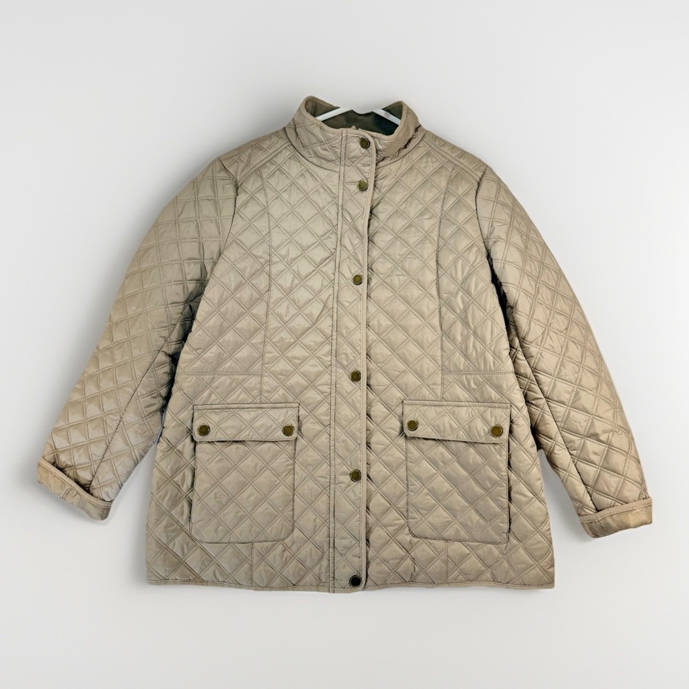 LUCKY BRAND Diamond QUILTED Lined Tan Khaki BARN JACKET Coat Women's Size XL
